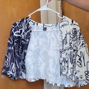 Black and White Face Print Top